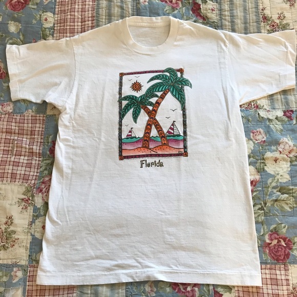80s Vintage Single Stitch Florida Tshirt Large - Picture 1 of 7